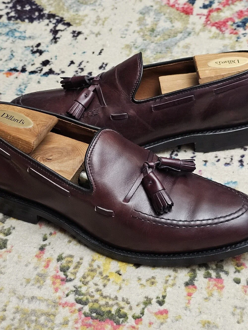 Allen Edmonds Grayson Tassel Loafers Men's Dress Shoes 8.5 D Burgundy Oxblood